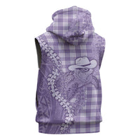 Purple Hawaii Palaka Cowboy Turtle Sleeveless Zip Hoodie Hawaiian Paniolo Puakenikeni Maile Lei DT05 - Polynesian Pride
