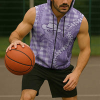 Purple Hawaii Palaka Cowboy Turtle Sleeveless Zip Hoodie Hawaiian Paniolo Puakenikeni Maile Lei DT05 - Polynesian Pride