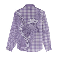 Purple Hawaii Palaka Cowboy Turtle Women Casual Shirt Hawaiian Paniolo Puakenikeni Maile Lei DT05 - Polynesian Pride