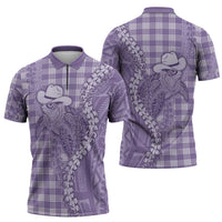 Purple Hawaii Palaka Cowboy Turtle Zipper Polo Shirt Hawaiian Paniolo Puakenikeni Maile Lei DT05 - Polynesian Pride