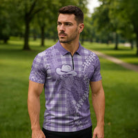 Purple Hawaii Palaka Cowboy Turtle Zipper Polo Shirt Hawaiian Paniolo Puakenikeni Maile Lei DT05 - Polynesian Pride