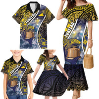 Personalised Tokelau Family Matching Mermaid Dress and Hawaiian Shirt National Badge Waves Style DT05 - Polynesian Pride
