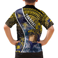 Personalised Tokelau Family Matching Off Shoulder Short Dress and Hawaiian Shirt National Badge Waves Style DT05 - Polynesian Pride