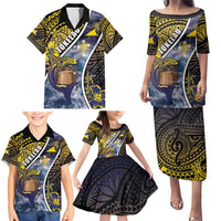 Personalised Tokelau Family Matching Puletasi and Hawaiian Shirt National Badge Waves Style