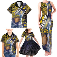Personalised Tokelau Family Matching Tank Maxi Dress and Hawaiian Shirt National Badge Waves Style DT05 - Polynesian Pride