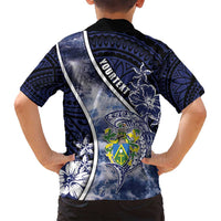 Personalised Pitcairn Islands Family Matching Long Sleeve Bodycon Dress and Hawaiian Shirt Coat Of Arms Waves Style DT05 - Polynesian Pride