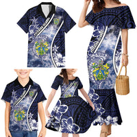 Personalised Pitcairn Islands Family Matching Mermaid Dress and Hawaiian Shirt Coat Of Arms Waves Style DT05 - Polynesian Pride