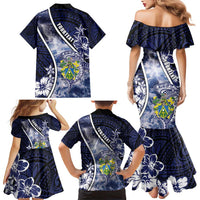Personalised Pitcairn Islands Family Matching Mermaid Dress and Hawaiian Shirt Coat Of Arms Waves Style DT05 - Polynesian Pride