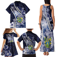 Personalised Pitcairn Islands Family Matching Tank Maxi Dress and Hawaiian Shirt Coat Of Arms Waves Style DT05 - Polynesian Pride