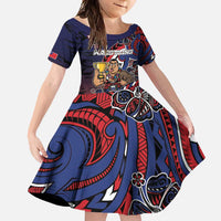 Personalised Samoa Wrestling Family Matching Long Sleeve Bodycon Dress and Hawaiian Shirt Polynesian Warrior Funny Style - Polynesian Pride