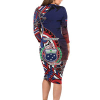 Personalised Samoa Wrestling Family Matching Long Sleeve Bodycon Dress and Hawaiian Shirt Polynesian Warrior Funny Style - Polynesian Pride