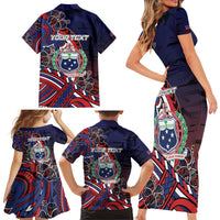 Personalised Samoa Wrestling Family Matching Short Sleeve Bodycon Dress and Hawaiian Shirt Polynesian Warrior Funny Style - Polynesian Pride