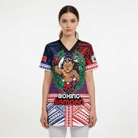Personalised Samoa Boxing Scrub Top Samoan Boxer Funny Style - Polynesian Pride