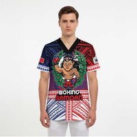 Personalised Samoa Boxing Scrub Top Samoan Boxer Funny Style - Polynesian Pride