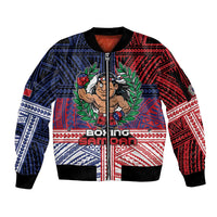 Personalised Samoa Boxing Sleeve Zip Bomber Jacket Samoan Boxer Funny Style - Polynesian Pride