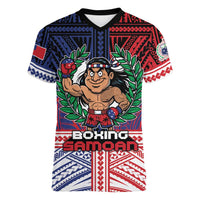 Personalised Samoa Boxing Women V-Neck T-Shirt Samoan Boxer Funny Style - Polynesian Pride