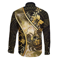Personalised Niue Family Matching Off The Shoulder Long Sleeve Dress and Hawaiian Shirt Niuean Crab Waves Style DT05 - Polynesian Pride