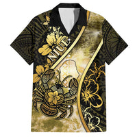 Personalised Niue Family Matching Off Shoulder Maxi Dress and Hawaiian Shirt Niuean Crab Waves Style