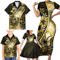 Personalised Niue Family Matching Short Sleeve Bodycon Dress and Hawaiian Shirt Niuean Crab Waves Style DT05 - Polynesian Pride