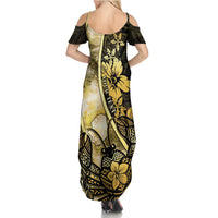 Personalised Niue Family Matching Summer Maxi Dress and Hawaiian Shirt Niuean Crab Waves Style