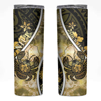 Personalised Niue Skinny Tumbler Niuean Crab Waves Style DT05 Gold - Polynesian Pride