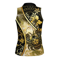 Personalised Niue Women Sleeveless Polo Shirt Niuean Crab Waves Style