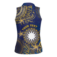 Personalised Nauru Women Sleeveless Polo Shirt Hibiscus Polynesian Tribal Pattern DT05 - Polynesian Pride