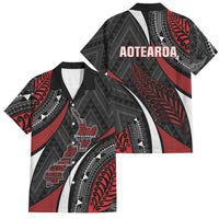 Aotearoa New Zealand Native Birds Map Family Matching Off Shoulder Short Dress and Hawaiian Shirt Silver Fern Tribal Pattern