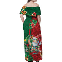 Hawaii Christmas Family Matching Off Shoulder Maxi Dress and Hawaiian Shirt Mele Kalikimaka Funny Hawaiian Santa DT05 - Polynesian Pride