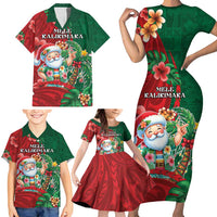 Hawaii Christmas Family Matching Short Sleeve Bodycon Dress and Hawaiian Shirt Mele Kalikimaka Funny Hawaiian Santa DT05 - Polynesian Pride