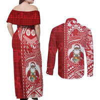 Tonga Christmas Couples Matching Off Shoulder Maxi Dress and Long Sleeve Button Shirt Kilisimasi Fiefia - Polynesian Pride