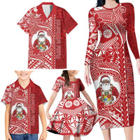 Tonga Christmas Family Matching Long Sleeve Bodycon Dress and Hawaiian Shirt Kilisimasi Fiefia - Polynesian Pride