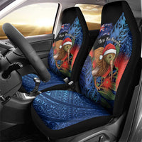 New Zealand Christmas Car Seat Cover Santa Kiwi Bird With Pohutukawa Flowers DT05 - Polynesian Pride