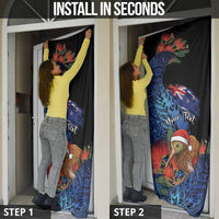 Personalised New Zealand Christmas Door Cover Santa Kiwi Bird With Pohutukawa Flowers DT05 - Polynesian Pride