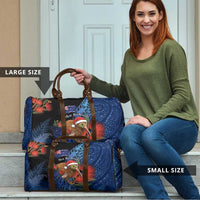 New Zealand Christmas Travel Bag Santa Kiwi Bird With Pohutukawa Flowers DT05 - Polynesian Pride