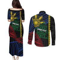 Personalised Philippines Christmas Couples Matching Puletasi and Long Sleeve Button Shirt Xmas Tree Filipino Tribal Patterns - Polynesian Pride