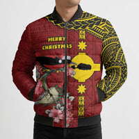 Rotuma Christmas Bomber Puffer Jacket Rotuma Myzomela Birds With Hibiscus Flowers DT05 - Polynesian Pride