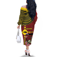 Rotuma Christmas Family Matching Off The Shoulder Long Sleeve Dress and Hawaiian Shirt Rotuma Myzomela Birds With Hibiscus Flowers DT05 - Polynesian Pride