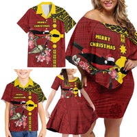 Rotuma Christmas Family Matching Off Shoulder Short Dress and Hawaiian Shirt Rotuma Myzomela Birds With Hibiscus Flowers DT05 - Polynesian Pride