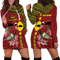 Rotuma Christmas Hoodie Dress Rotuma Myzomela Birds With Hibiscus Flowers DT05 - Polynesian Pride