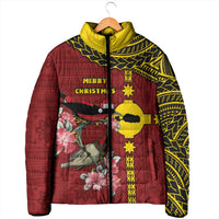 Rotuma Christmas Padded Jacket Rotuma Myzomela Birds With Hibiscus Flowers DT05 - Polynesian Pride