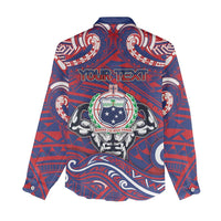 Personalised Samoa Gym Women Casual Shirt Muscle Samoan Tribal Waves - Polynesian Pride