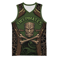 Personalised Hawaii Tiki Pirates Basketball Jersey Kakau Pattern Polynesian Style