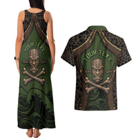 Personalised Hawaii Tiki Pirates Couples Matching Tank Maxi Dress and Hawaiian Shirt Kakau Pattern Polynesian Style