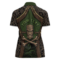 Personalised Hawaii Tiki Pirates Women Polo Shirt Kakau Pattern Polynesian Style