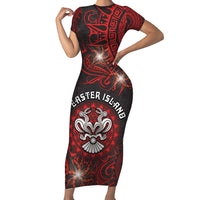 Personalised Easter Island Family Matching Short Sleeve Bodycon Dress and Hawaiian Shirt Hibiscus Polynesian Tribal Pattern