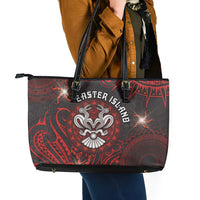 Easter Island Leather Tote Bag Hibiscus Polynesian Tribal Pattern