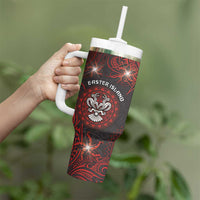 Personalised Easter Island Tumbler With Handle Hibiscus Polynesian Tribal Pattern