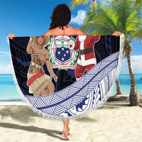 Samoa Christmas Beach Blanket Samoan Siva Dance With Santa - Polynesian Pride