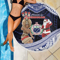 Samoa Christmas Beach Blanket Samoan Siva Dance With Santa - Polynesian Pride